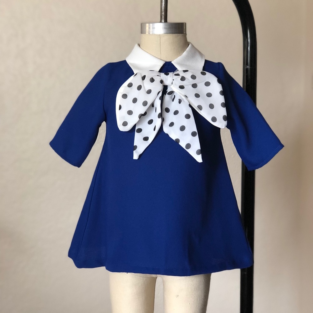 Blue Polka Dot Bow Dress